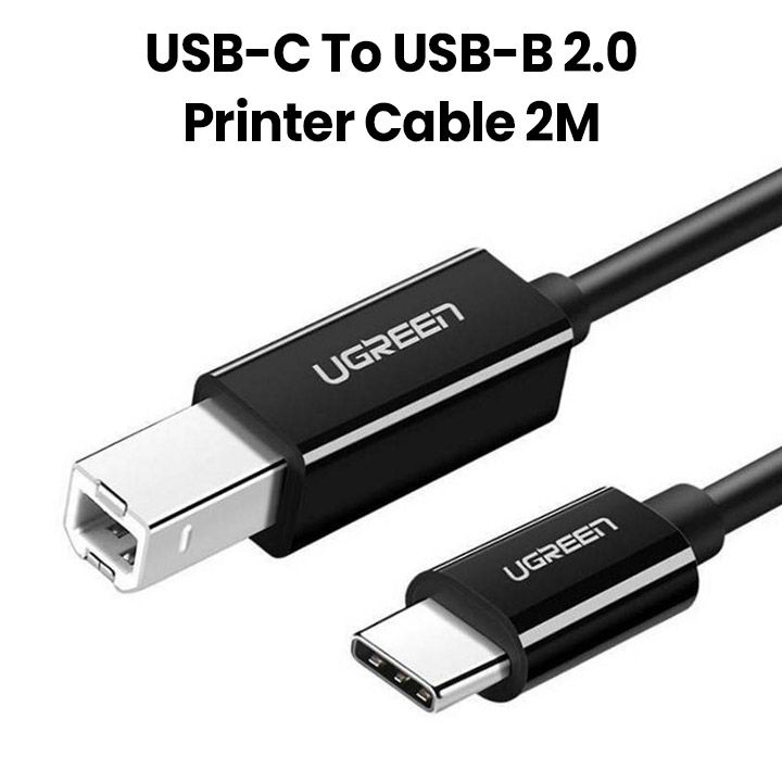 UGREEN USB-C to USB-B 2.0 Printer Cable 2M (Black) | 2M  - كيبل طابعه