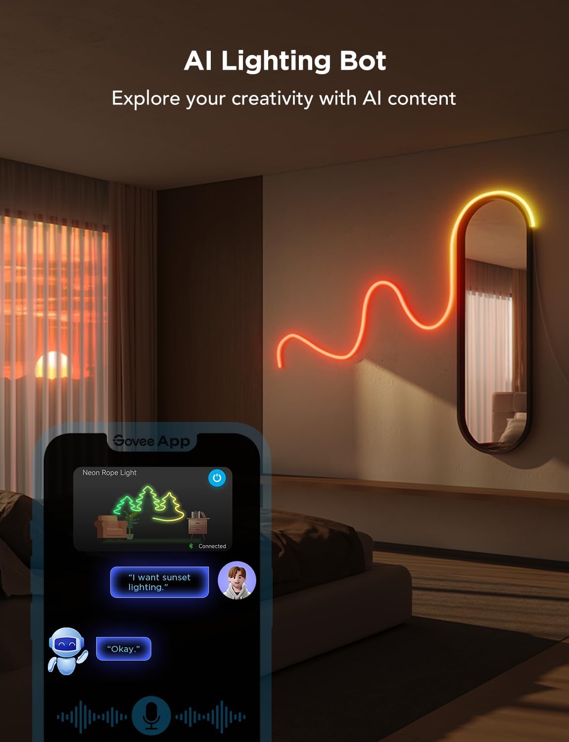 Govee Neon Rope Light 2 (5m / 16.4ft, H61D5) – Ultra-Flexible RGBIC Smart Neon LED Strip with Matter Support - إضاءة نيون