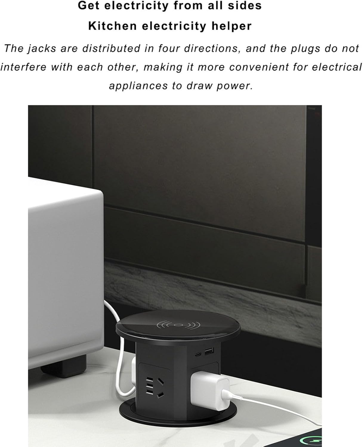 Lifting Socket Wireless Charging, Multi-Function charger Socket + USB + Wireless Charging - شاحن