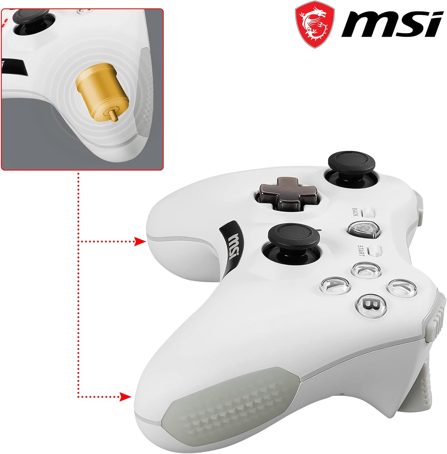 MSI FORCE GC20 V2 Wired Gaming Controller – White - يد تحكم بيضاء