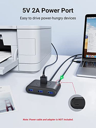 Ugreen محول 4 في 1 USB 3.0 Data Hub + كابل 1M أسود - موزع يو أس بي