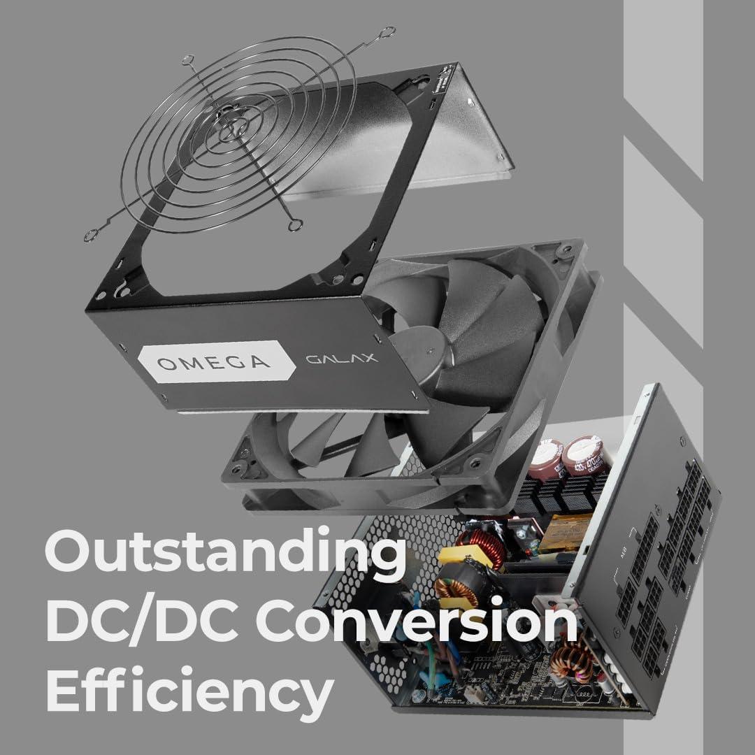 GALAX Omega GLX1200 PSU 1200 Watt 80+ Gold Certified/Cybenetics Platinum/Fully Modular/Sleeved Cables/ATX 3.0 Gaming Power Supply Black - مزود طاقة