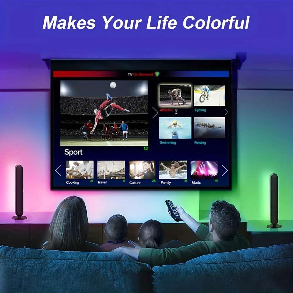 Immersive RGB Music Rhythm Light Bar - USB Rechargeable Desk Lamp with ...