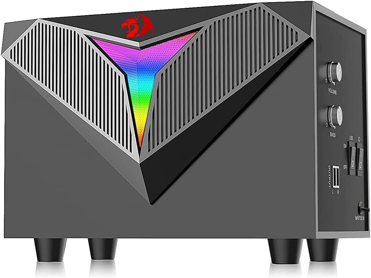 Redragon GS700 Toccata Gaming Speakers Aux 3.5mm Stereo Surround Music RGB 2.1 Heavy Bass Sound Bar - مكبر صوت