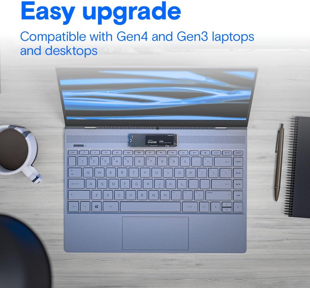 Crucial P310 1TB SSD, PCIe Gen4 NVMe M.2 2280, Up to 7,100MB/s, for Laptop, Desktop (PC), & Handheld Gaming Consoles, Includes Acronis Data Recovery Software, Solid State Drive - تخزين