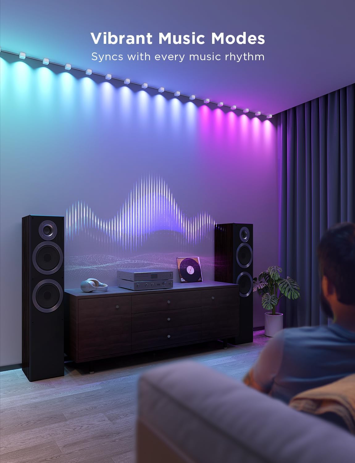 Govee RGBIC String Indoor Downlights 5m (H608A) – Cuttable Smart Wall-Washing Downlight Strip with App & Music Sync - إضاءة