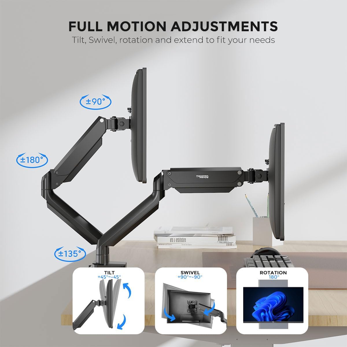 Twisted Minds Premium Dual Monitor Arm TM-26-C012 - ستاند للشاشه
