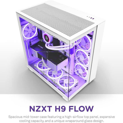 NZXT H Series H9 Flow Edition White ATX Mid-Tower Case - كيس أبيض