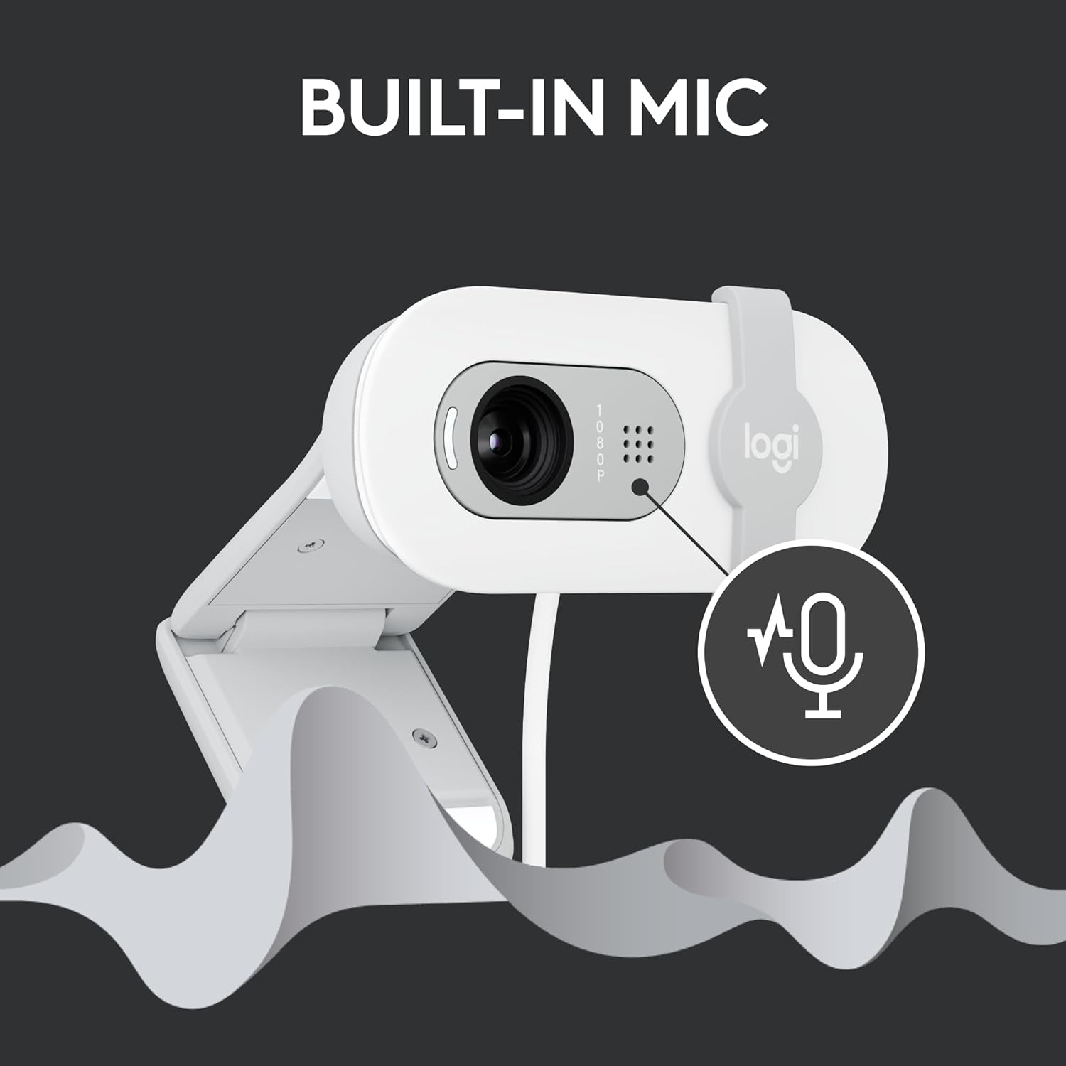 Logitech Brio 100 Full HD 1080p Webcam for Meetings, Streaming, Desktop, Laptop, PC - Built-in Mic, Shutter, Works with Zoom, Microsoft Teams, Nintendo Switch 2’s new GameChat Mode-Off -White - كام