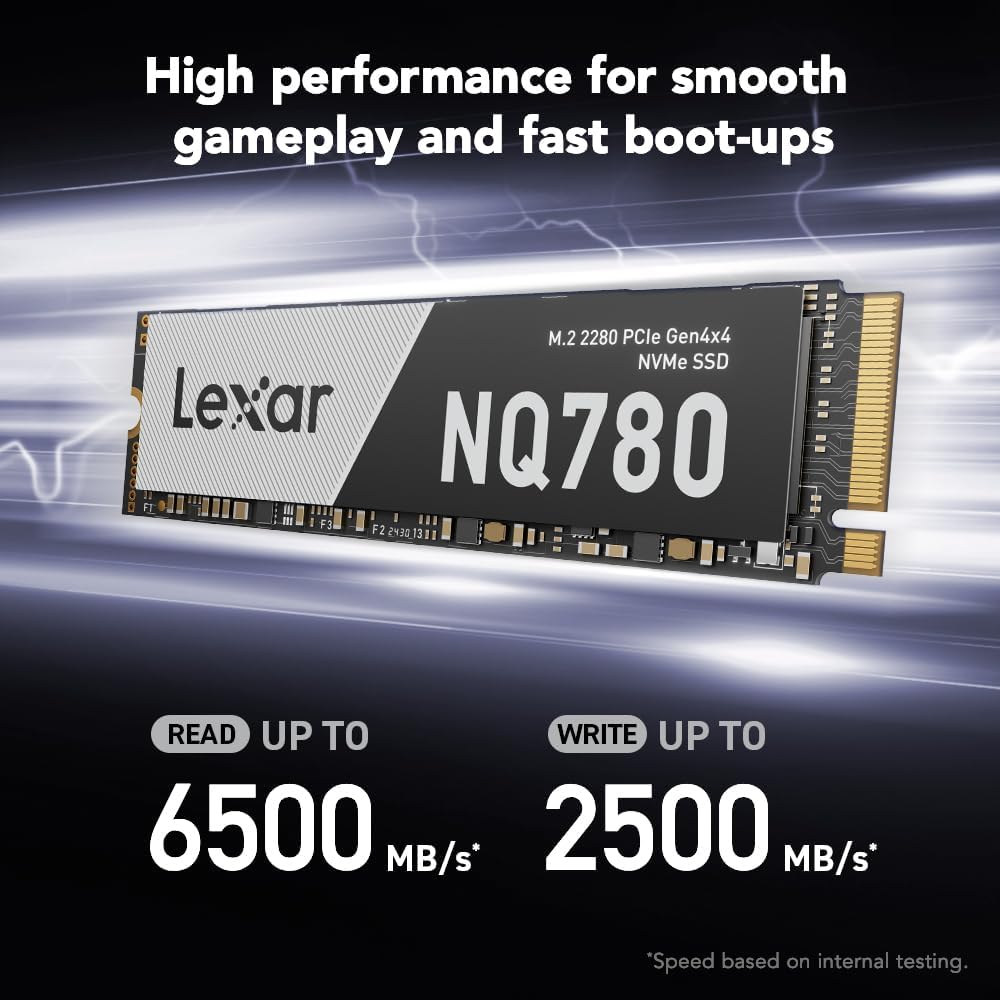 Lexar NQ780 1TB PCIe 4.0 NVMe M.2 SSD – High-Speed Gen4x4 6500 MB/S  Solid State Drive for PC & PS5 - مساحة تخزين
