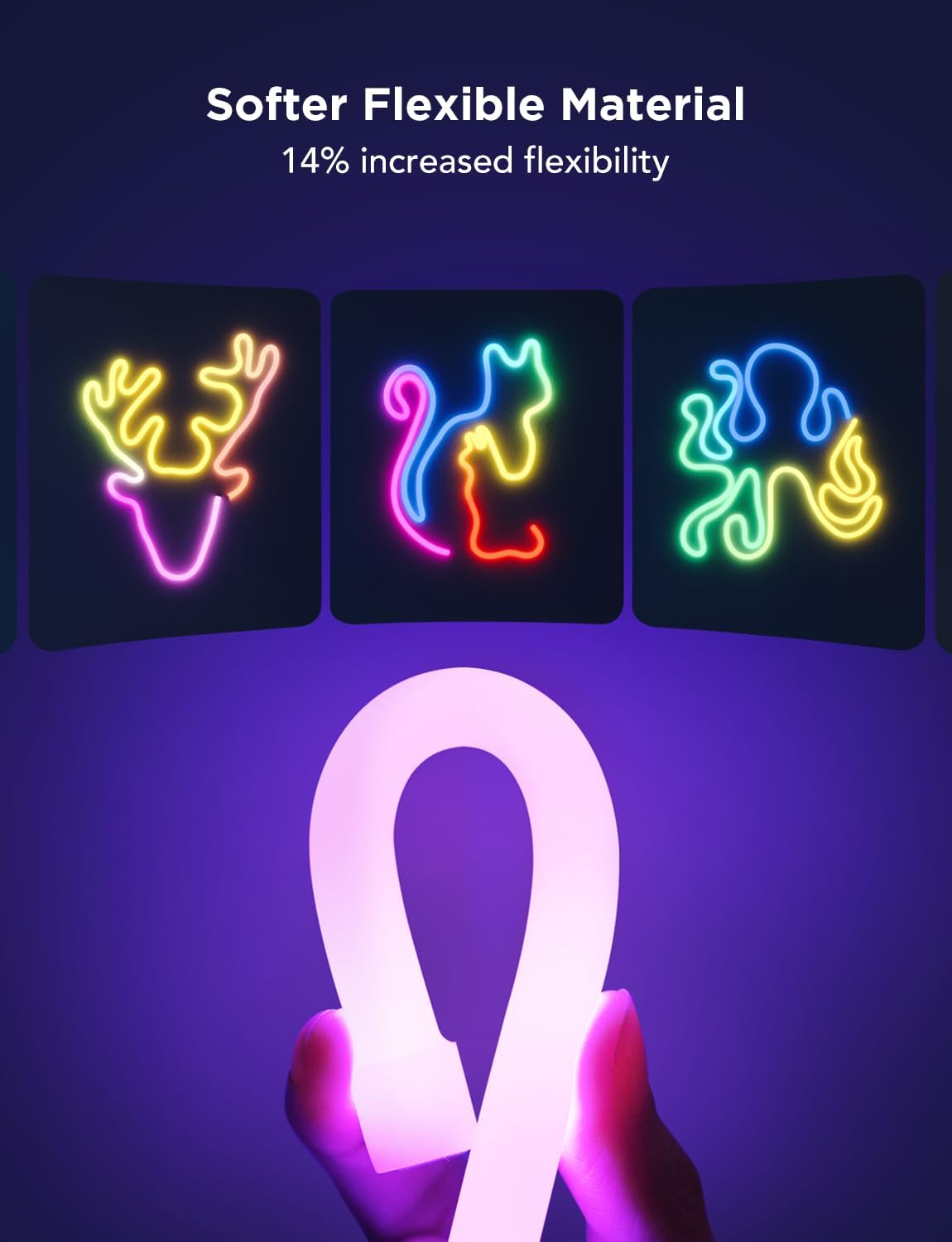Govee Neon Rope Light 2 (5m / 16.4ft, H61D5) – Ultra-Flexible RGBIC Smart Neon LED Strip with Matter Support - إضاءة نيون