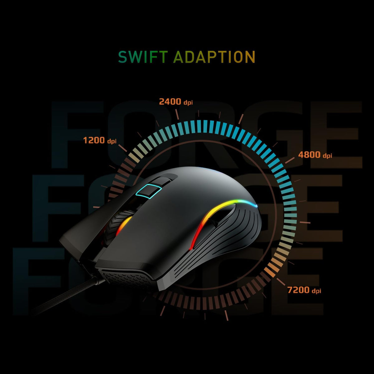 MSI Forge GK300 RGB Gaming Combo – Clicky Mechanical Blue Switches, 7200 DPI Optical Mouse, 9-Mode RGB & Floating Keycaps - ماوس وكيبورد ميكانيكي