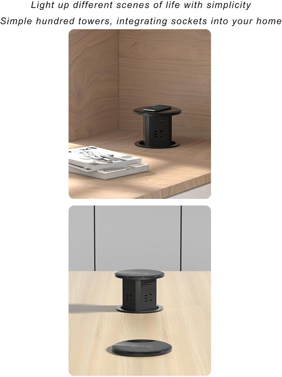Lifting Socket Wireless Charging, Multi-Function charger Socket + USB + Wireless Charging - شاحن