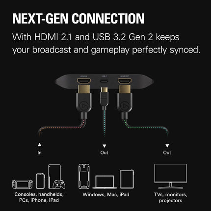 Elgato 4K X – Capture Up to 4K144 with Ultra-Low Latency on PS5, Xbox Series X/S, Nintendo Switch, OBS and More, HDMI 2.1, VRR, HDR10, USB 3.2 Gen 2, for Streaming & Recording, Works with PC/Mac/iPad - جهاز تسجيل  أحترافي