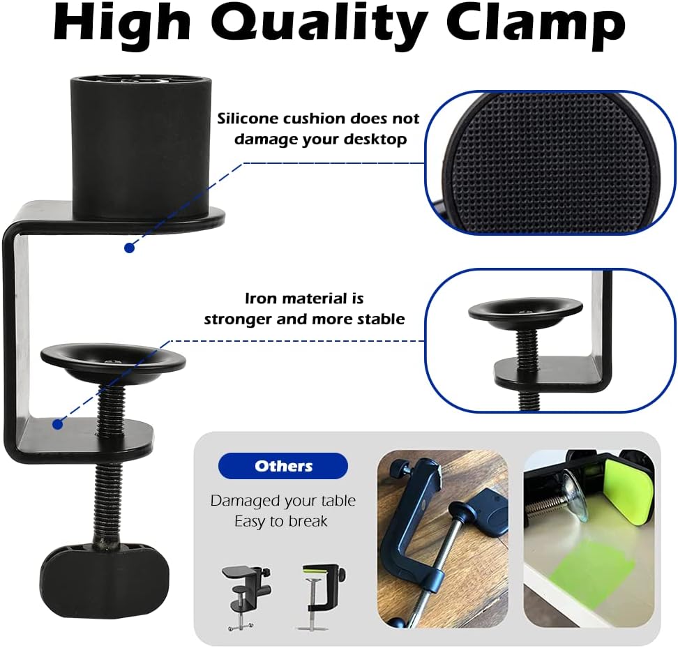 BOMGE Boom Arm Mic Stand - Adjustable Heavy Duty Suspension Boom Scissor Arm Stand with Cable Management Channels, Desk Clamp for Podcasts, Streaming, Gaming, Home Office, Recording -  Bomge-808-B-us black  -ستاند للمايك