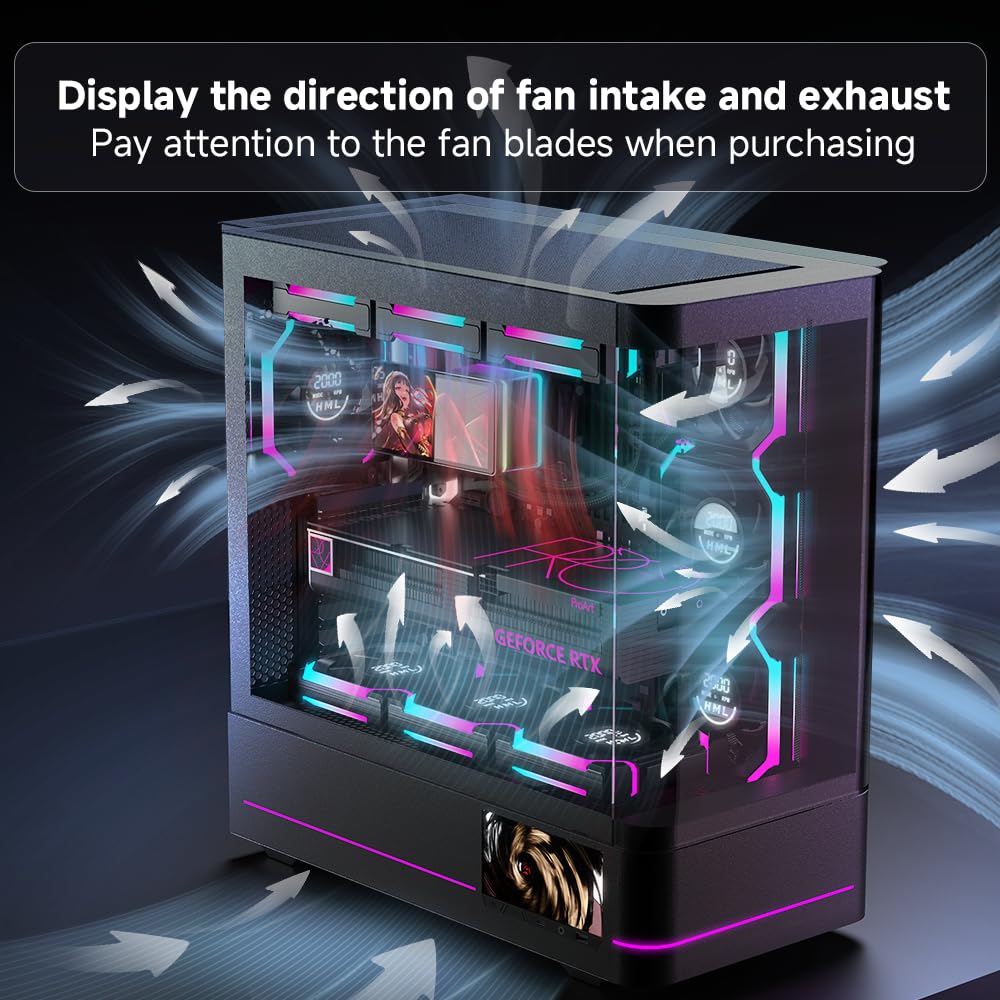 Jungle Leapard Galaxy Series V2 Dgt 3Pack Fans (Forward / Reverse), 120mm ARGB and PWM Case Fan Black - مروحة مع شاشه