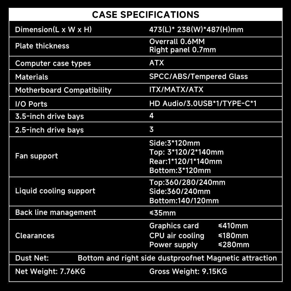 JUNGLE LEOPARD ( AC-02 ) Digital ATX PC Gaming Case with screen, 5.5 Inch Integrated LCD Screen, Mid Tower, Glass Panel white - كيس مع شاشه