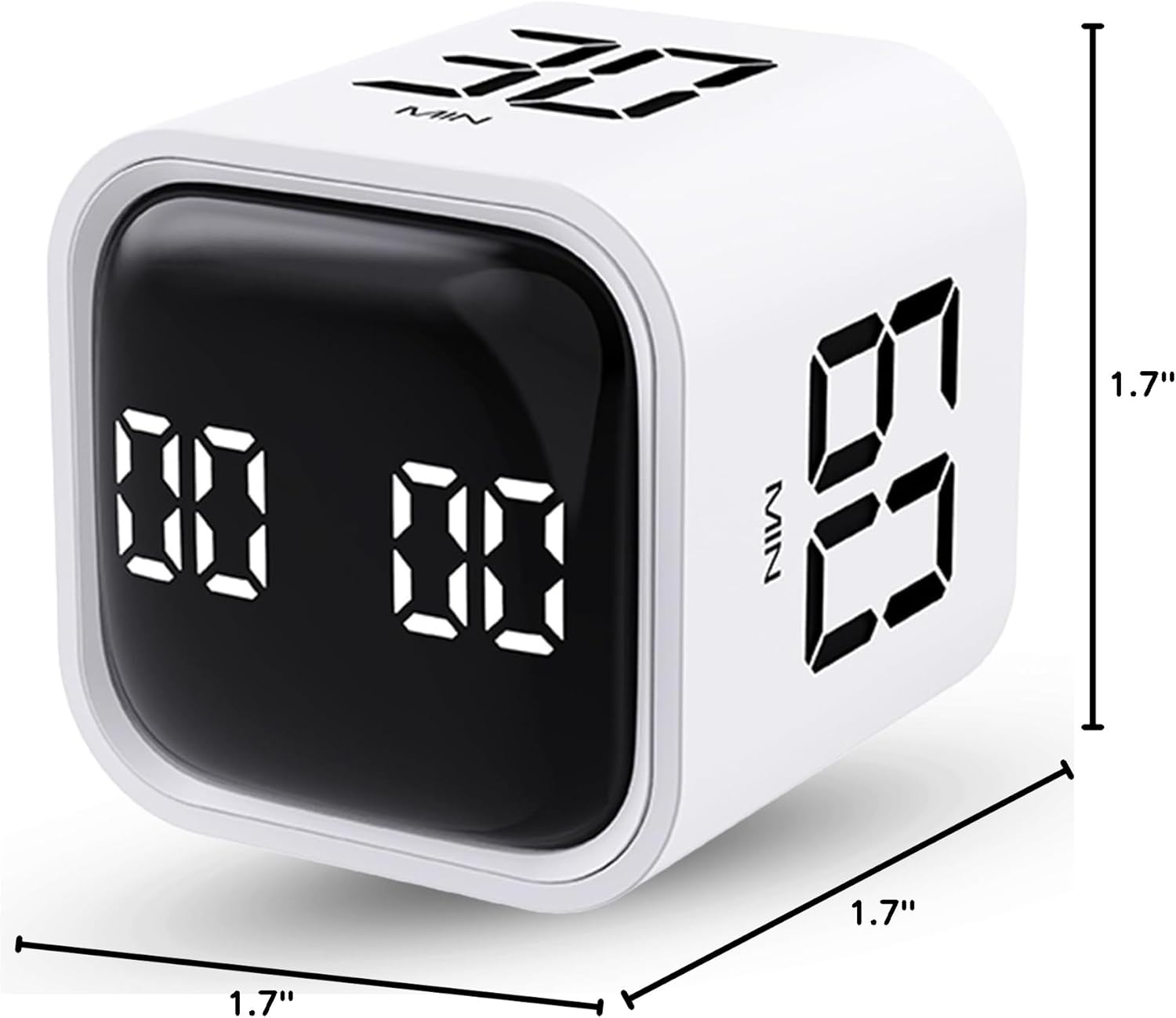 Gravity Timer F4 Rechargeable Digital Cube 5/10/30/60min & Custom Countdown, Vibration & Adjustable Sound Alarm,for Task Work Kitchen ADHD Kids Studying - مأقت ذكي