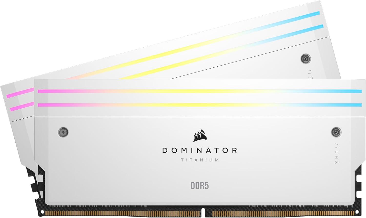 Corsair Dominator Titanium RGB 32GB (2X16GB) DDR5 7200MHz CL34 Memory Kit - White - الذاكرة العشوائية