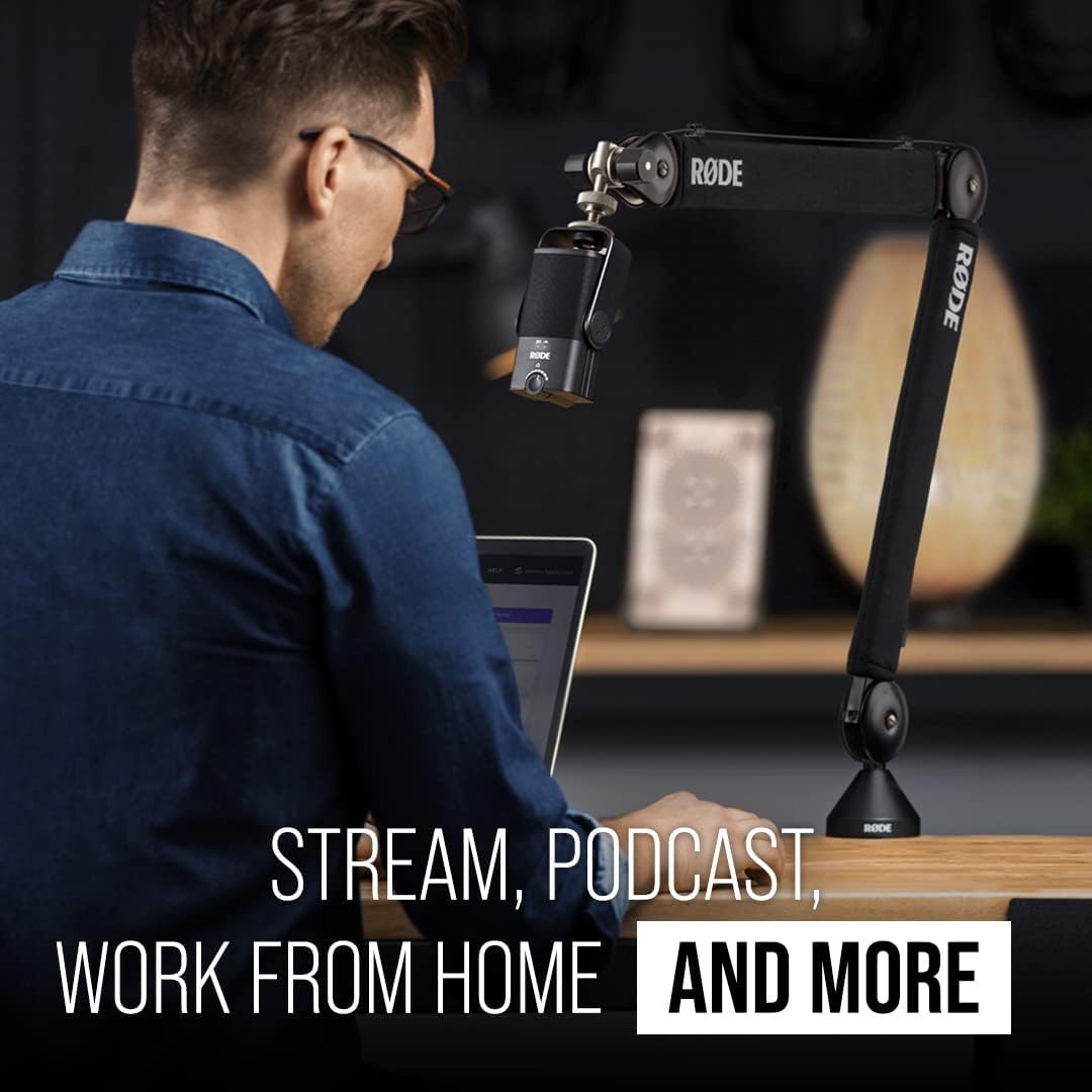 RØDE PSA1+ Professional Studio Boom Arm (Silent Parallelogram Springs, Integrated Cable Management, 360° Rotation) Black - ستاند رود للمايك