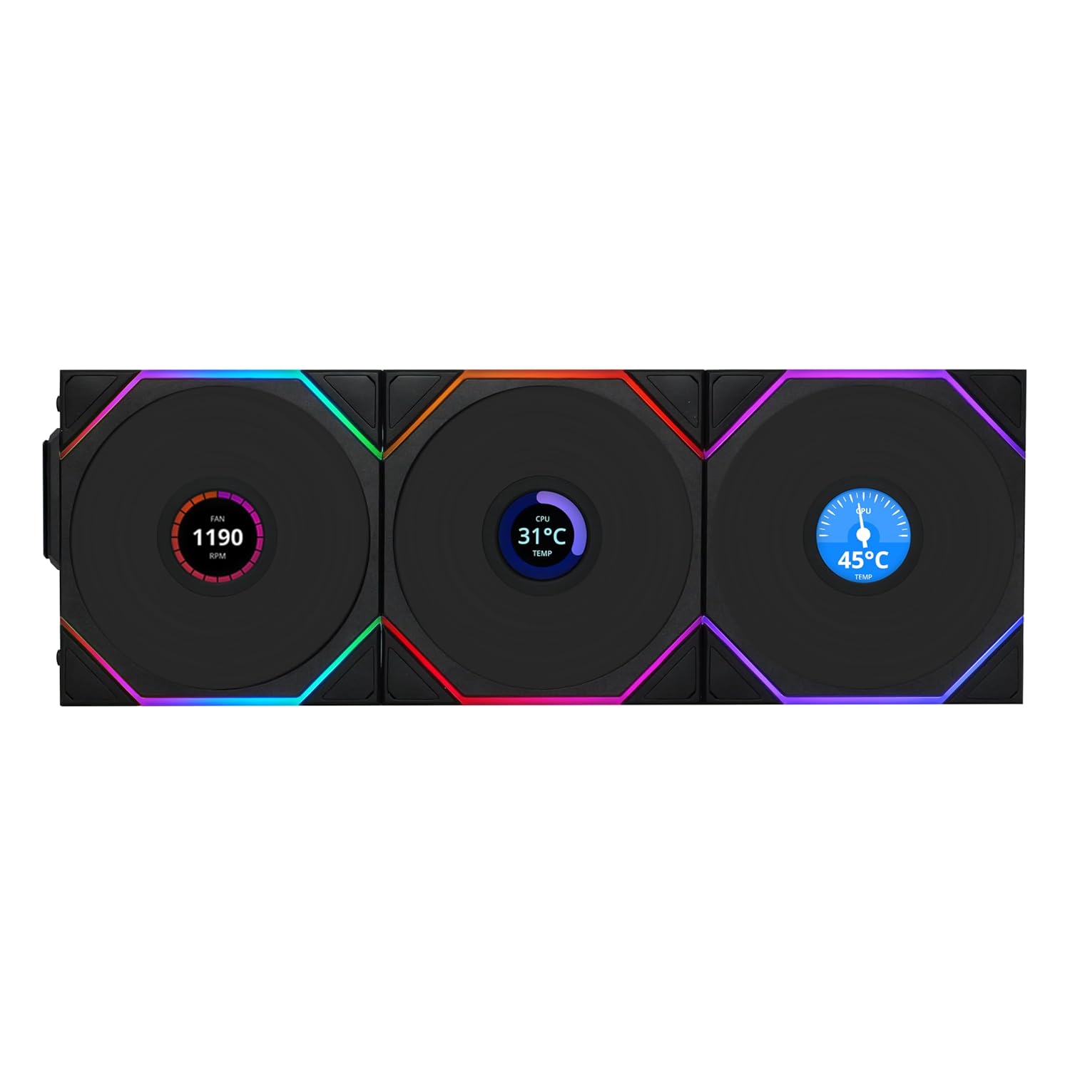 Lian Li UNI FAN TL-LCD Wireless 120mm – Black (3 Pack) | مراوح مع شاشه