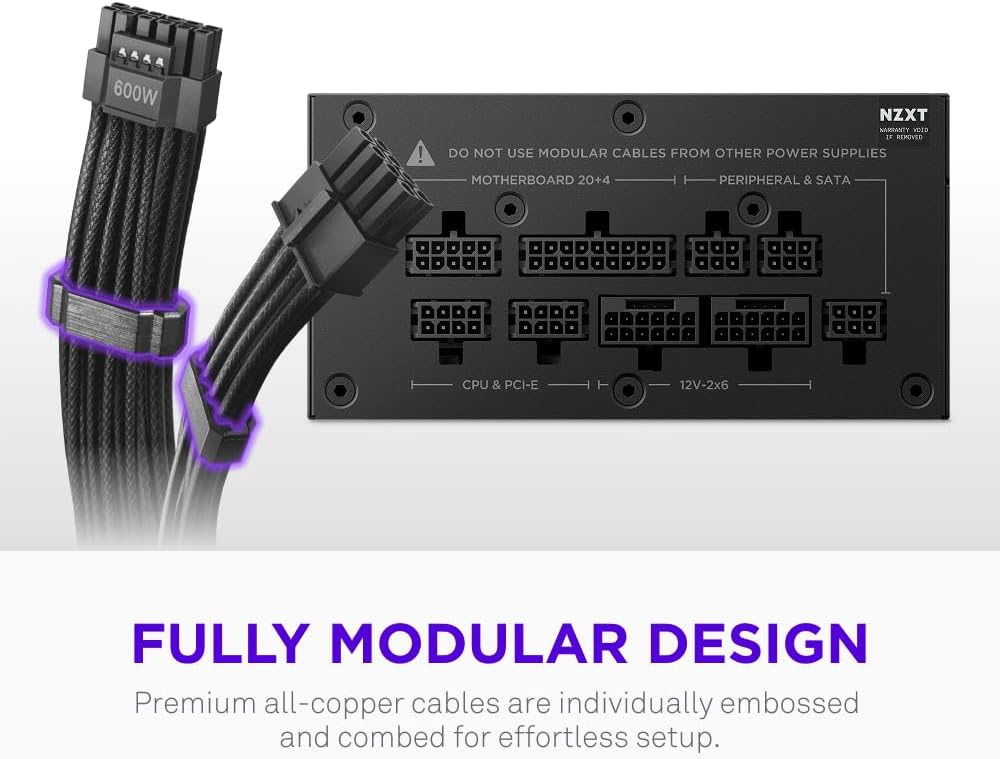 NZXT C850 SFX Gold 850W Power Supply – 80 PLUS Gold, Fully Modular SFF PSU, ATX 3.1 & PCIe 5.1 Ready with 12V-2x6 Cable - مزود طاقة حجم صغير