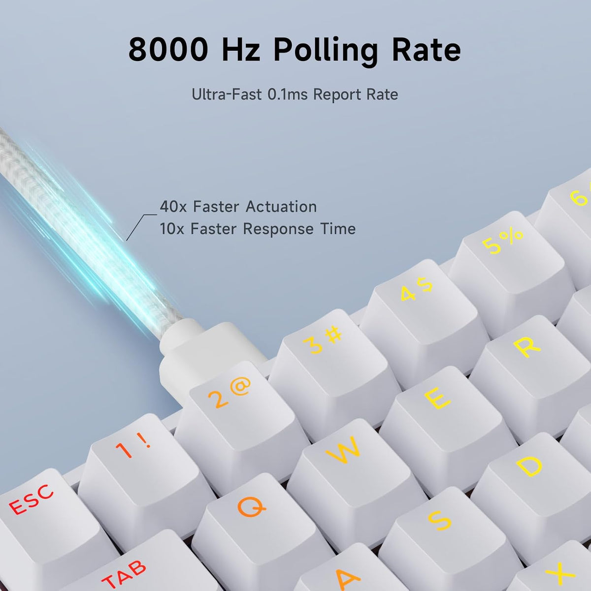 MCHOSE Ace60-7A Pro White Uranus Magnetic Switch 60% Gaming Keyboard - كيبورد مغناطيسي أبيض