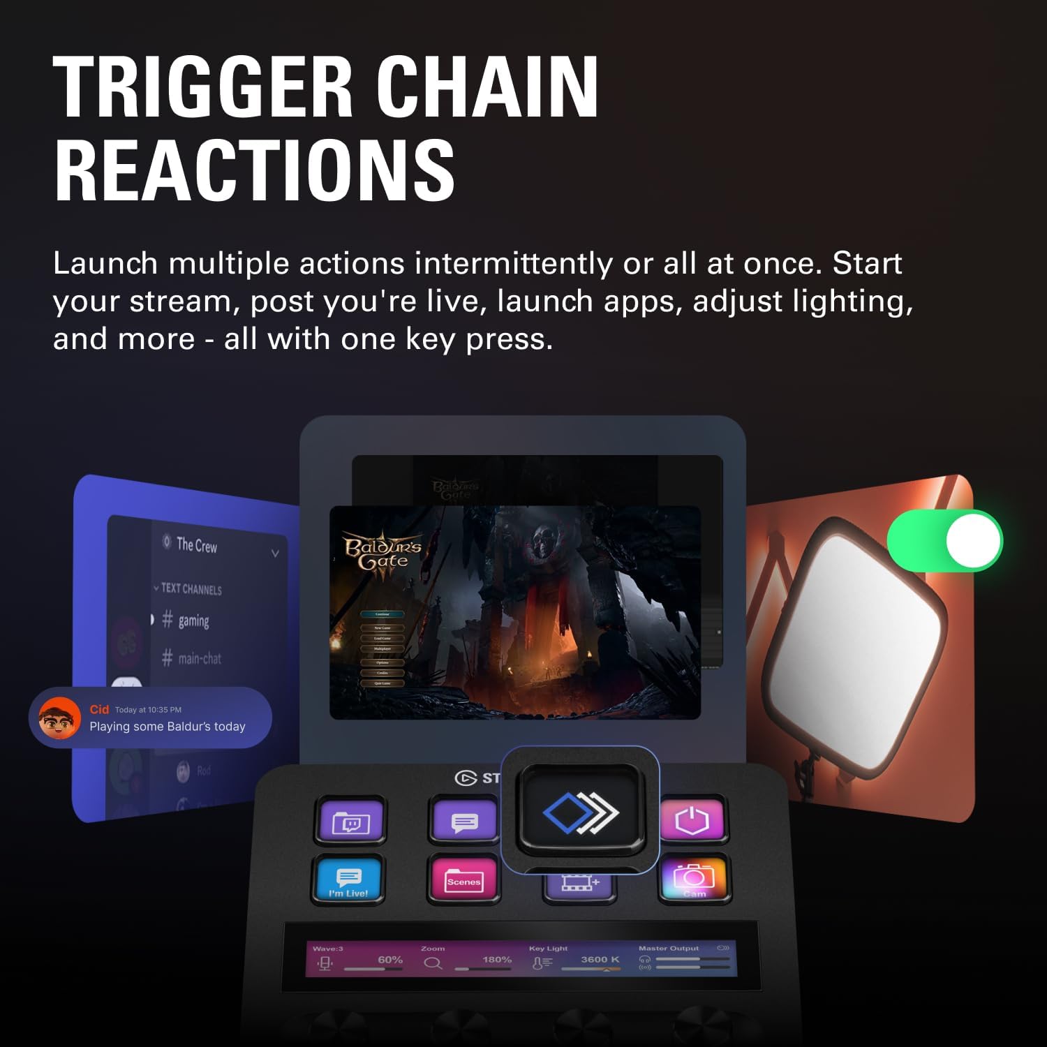 Elgato Stream Deck +, Audio Mixer, Production Console and Studio Controller for Content Creators, Streaming, Gaming, with customizable touch strip dials and LCD keys, works with Mac and PC - مكسر صوت معه ستريم