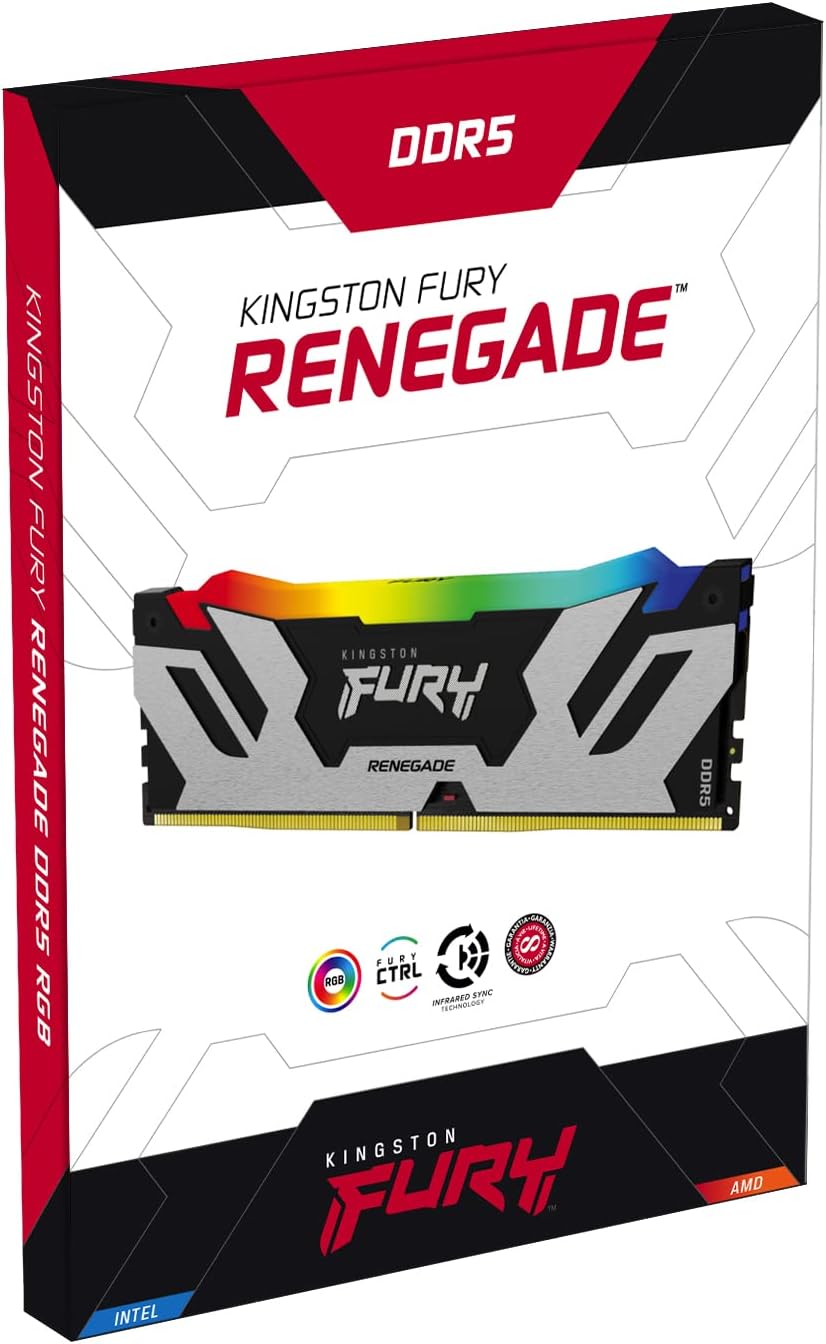 Kingston Fury Renegade Black RGB XMP 48GB 6400MT/s DDR5 CL32 DIMM Desktop Gaming Memory - رارم