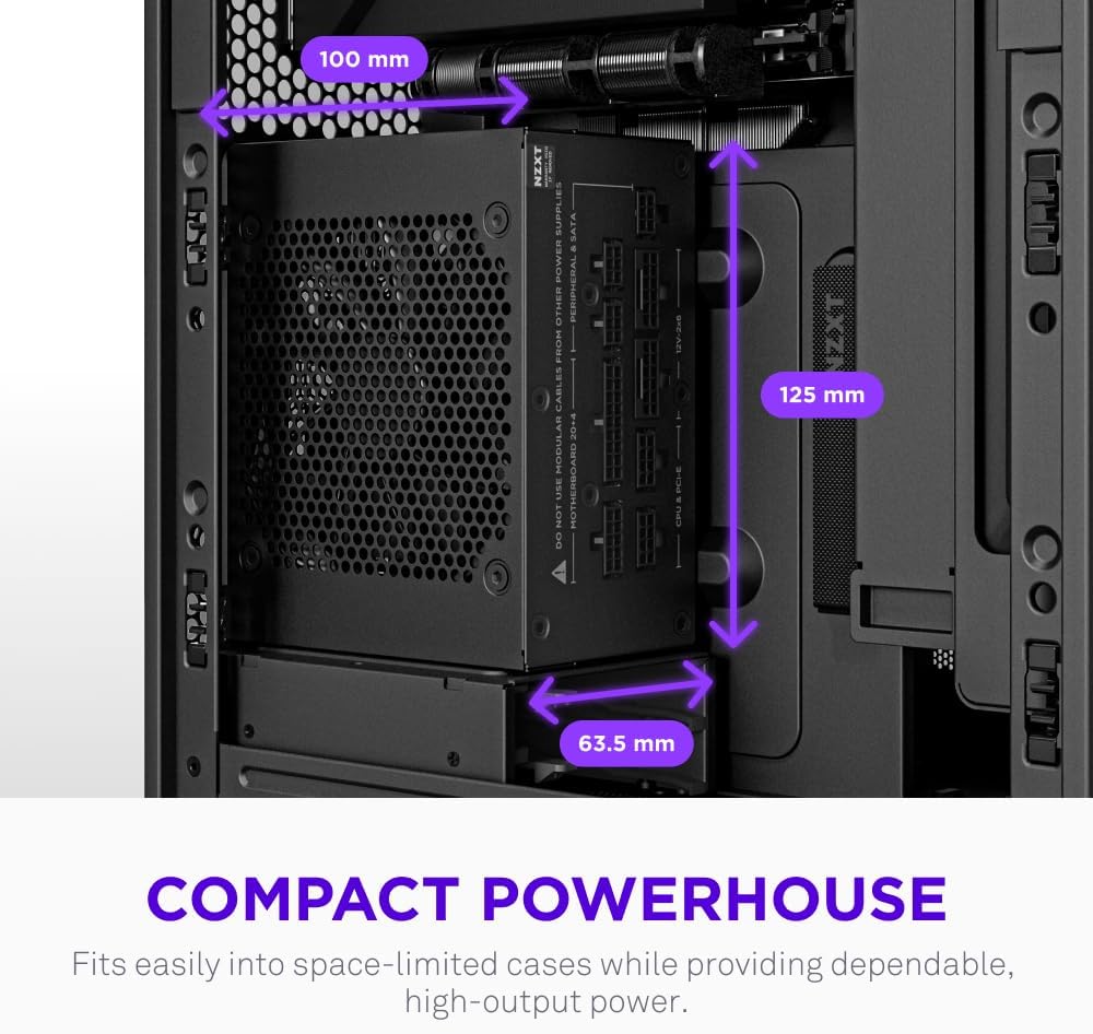 NZXT C850 SFX Gold 850W Power Supply – 80 PLUS Gold, Fully Modular SFF PSU, ATX 3.1 & PCIe 5.1 Ready with 12V-2x6 Cable - مزود طاقة حجم صغير