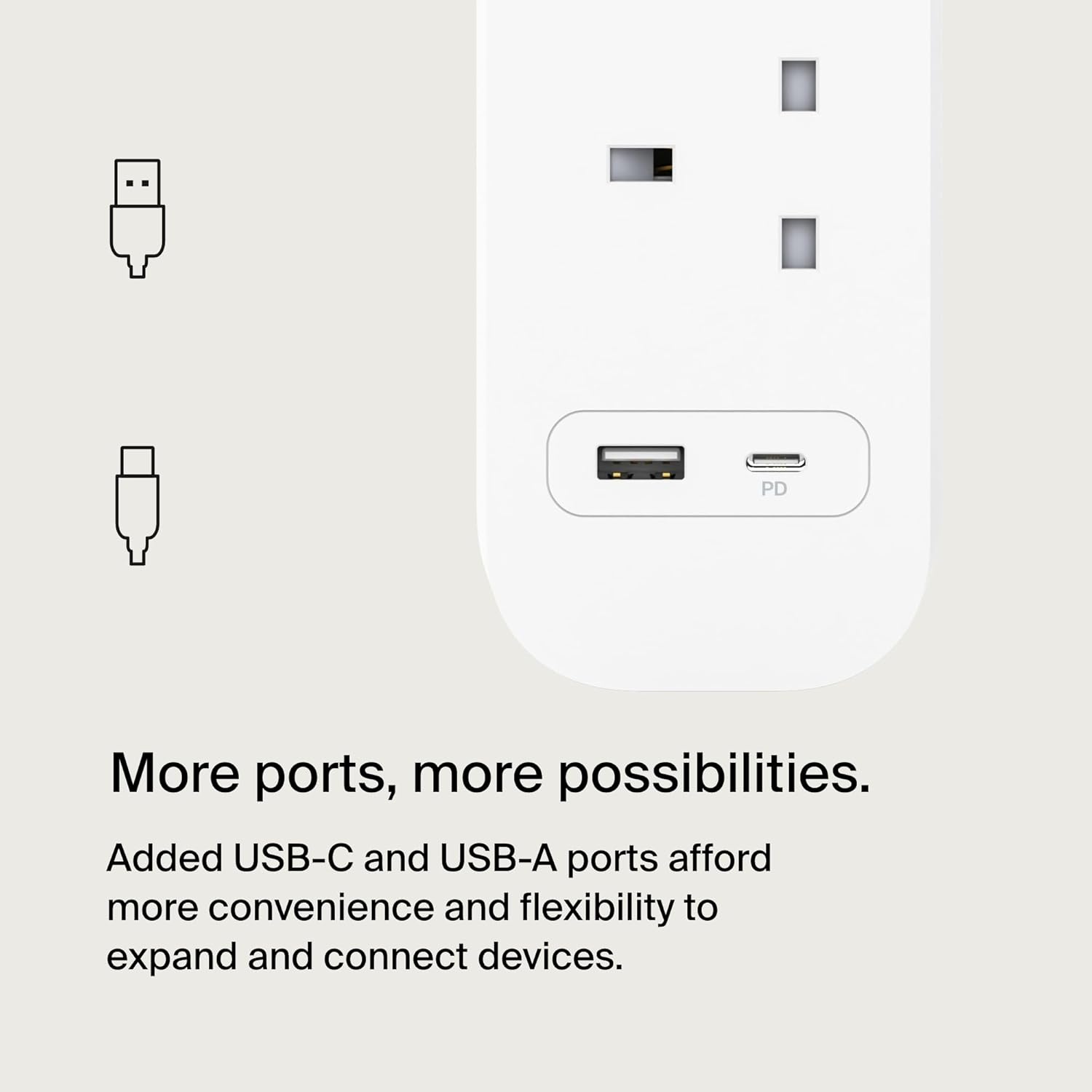 Belkin 4-Outlet Surge Protector Power Strip, Wall-Mountable with 4 AC Outlets, 2M Power Cord, & Green Indicator Light - USB-C Port & USB-A Port w/USB-C PD Fast Charging - 525 Joules of Protection