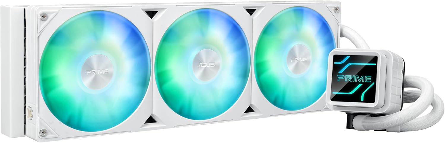ASUS Prime LC 360 ARGB White Edition all-in-one CPU liquid cooler with special CPU contact area  - مبرد مائي أبيض