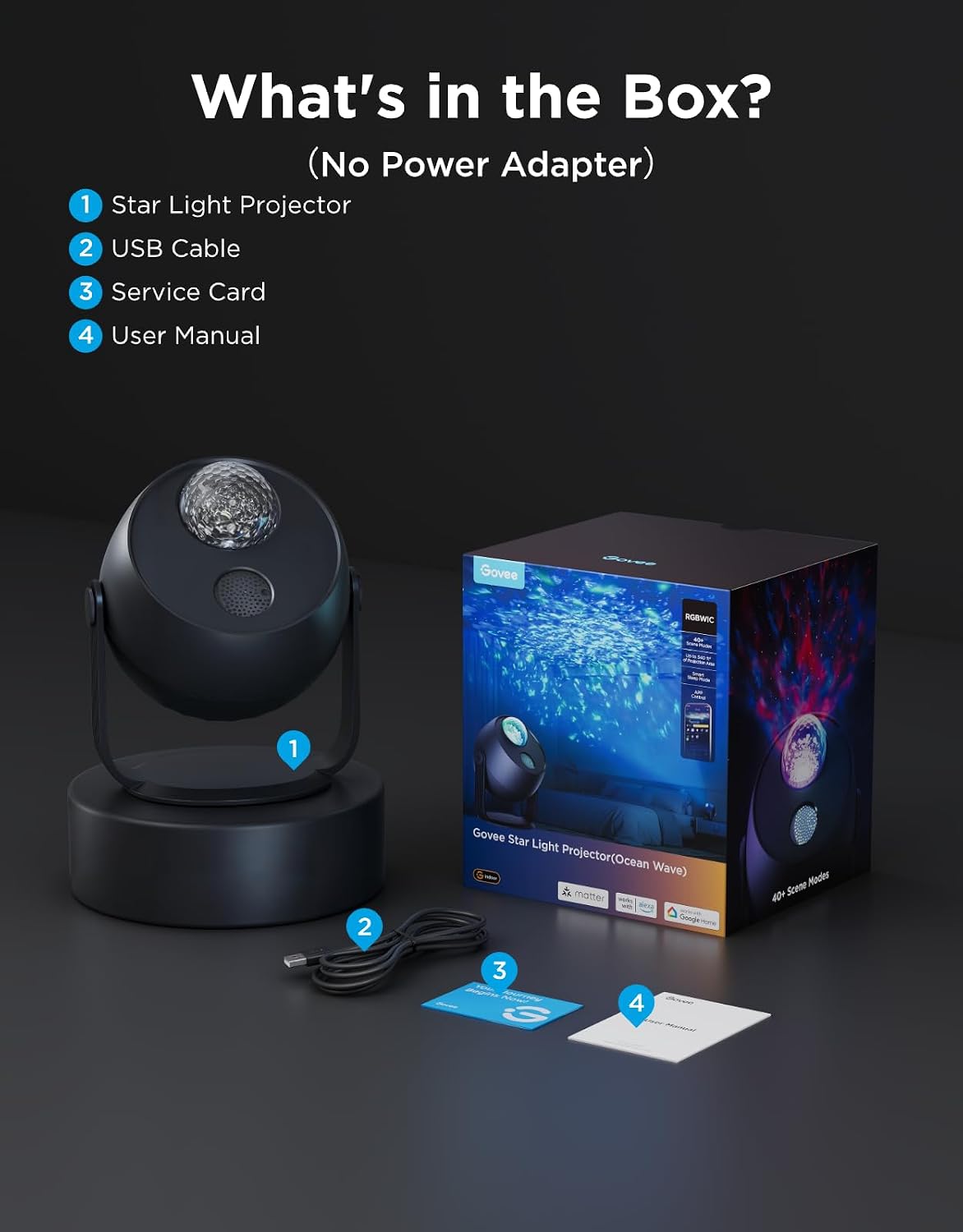 Govee Smart Star Light Projector (Aurora Edition, H6093) – Galaxy Night Light Projector with Matter, Bluetooth Speaker & White Noise - جهاز عرض النجوم الذكي