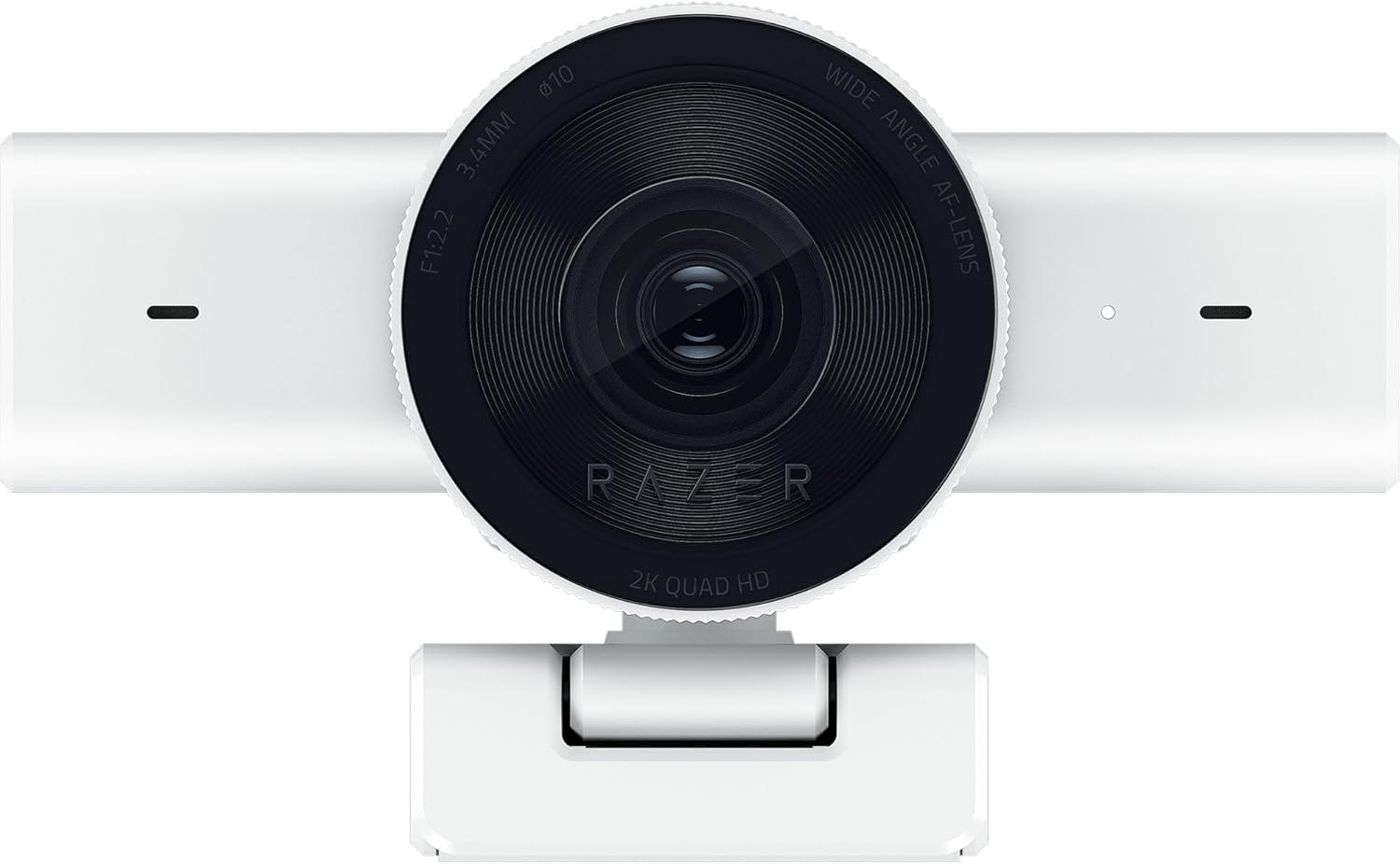 Razer Kiyo V2 X 2K (1440p) 60FPS Streaming Webcam Auto Focus - Built-in Microphone - Wide Angle Lense - Integrated Privacy Shutter - Works with OBS, Xsplit, Streamlabs, Discord, Zoom, Teams– White-كامرا ريزر