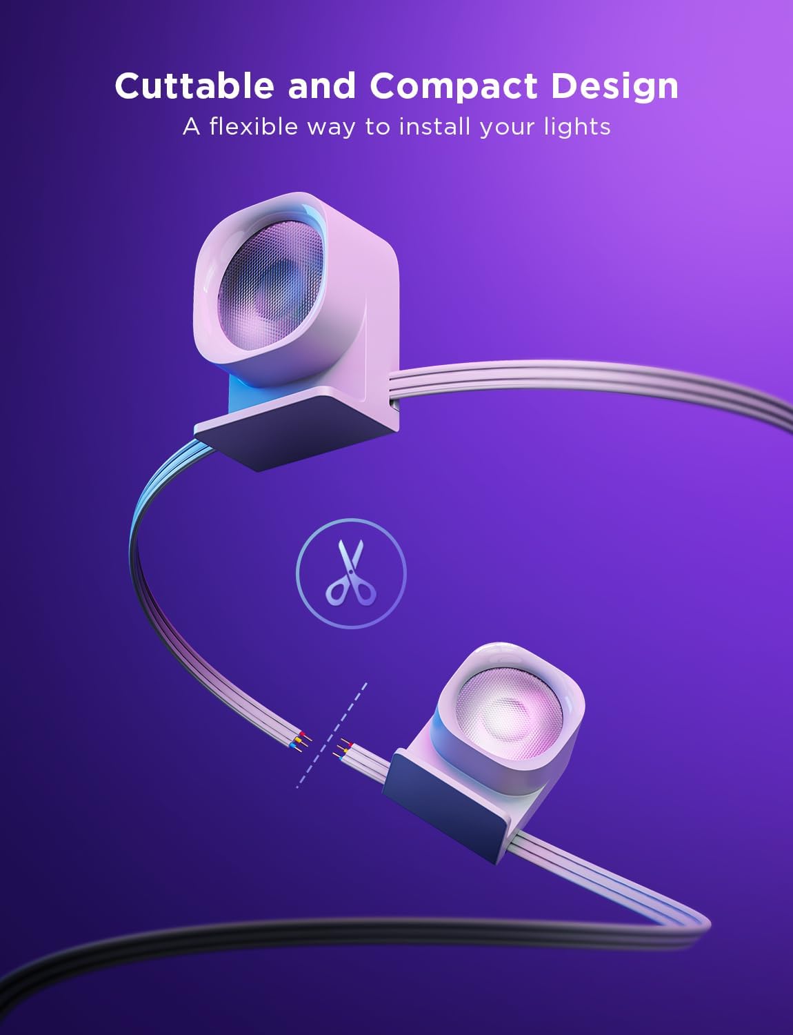 Govee RGBIC String Indoor Downlights 5m (H608A) – Cuttable Smart Wall-Washing Downlight Strip with App & Music Sync - إضاءة