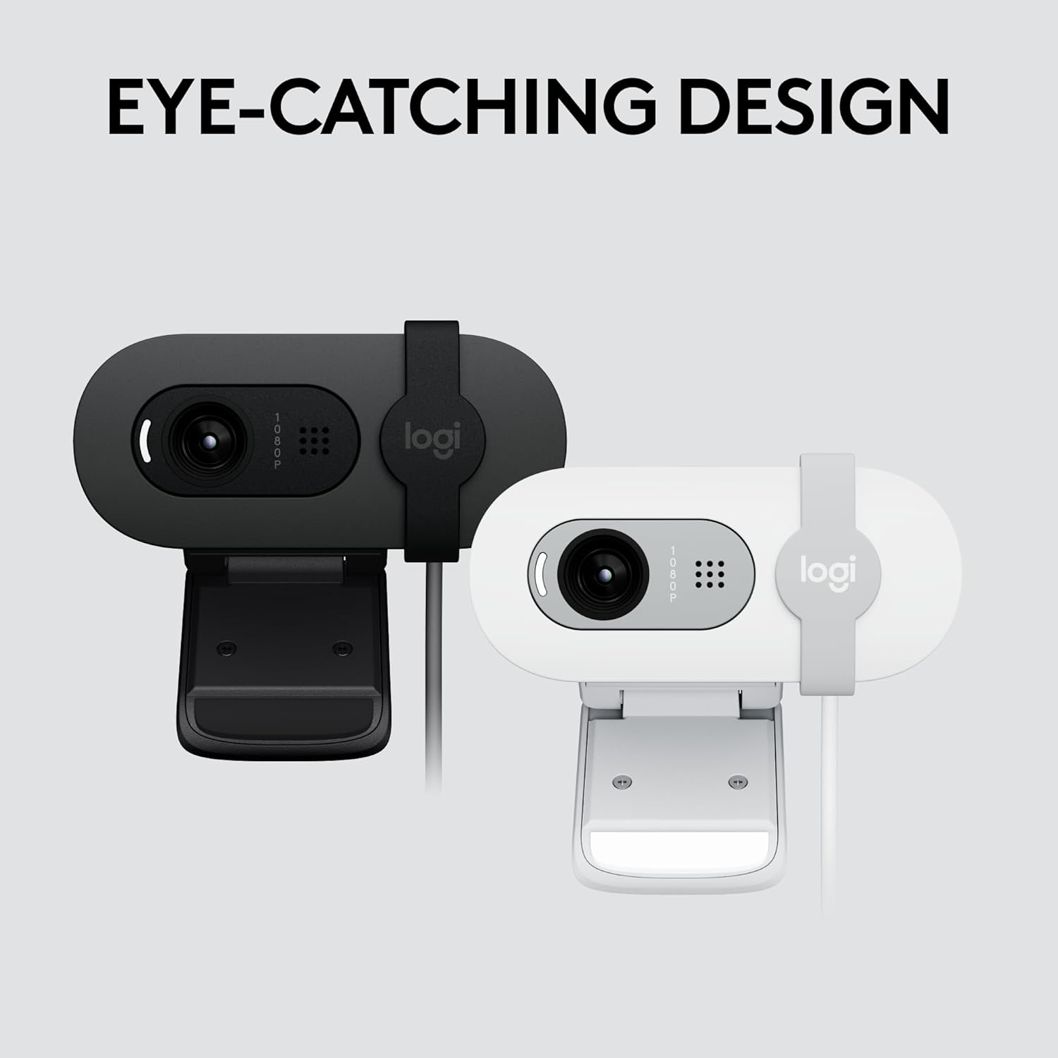 Logitech Brio 100 Full HD 1080p Webcam for Meetings, Streaming, Desktop, Laptop, PC - Built-in Mic, Shutter, Works with Zoom, Microsoft Teams, Nintendo Switch 2’s new GameChat Mode-Off -White - كام