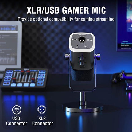 FIFINE Gaming Equipment Bundle, Dynamic XLR/USB Gaming Microphone Set with Streaming Audio Mixer for Podcast Recording Video Vocal, RGB Gamer Set with Volume Fader/XLR Interface for PC-AmpliGame KS5 - مايك ومكسر أحترافي - PC BUILDER QATAR - Best PC Gaming Store in Qatar 