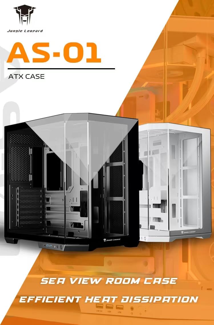 JUNGLE LEOPARD ( As-01 ) ATX Mid Tower Gaming Case Black with 4 Galaxy Fans (With Type-C) - كيس