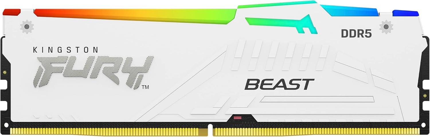 Kingston Fury Beast 64GB (4x16GB) DDR5 6000MT/s CL40 FURY Beast White RGB XMP - الذاكرة العشوائية