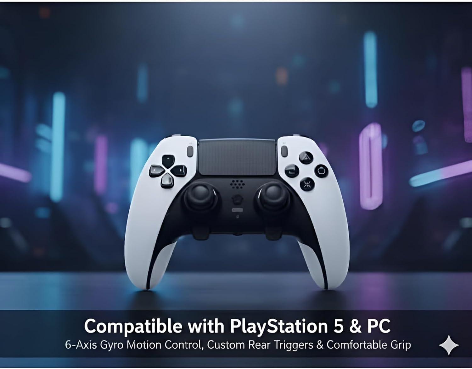 EpicArma PS5 & PC Wireless Controller Gamepad, 6-Axis Gyro, Custom Rear Triggers, Black