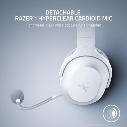 RAZER BARRACUDA X Wireless Headset White Mercury | Multi-Platform Gaming | Mobile Headset | Detachable HyperClear Mic | 20 Hr Battery | Compatible w/PC | PS5 | Switch | Android - سماعات احترافية بيضاء من ريزر لجميع  الأجهزة