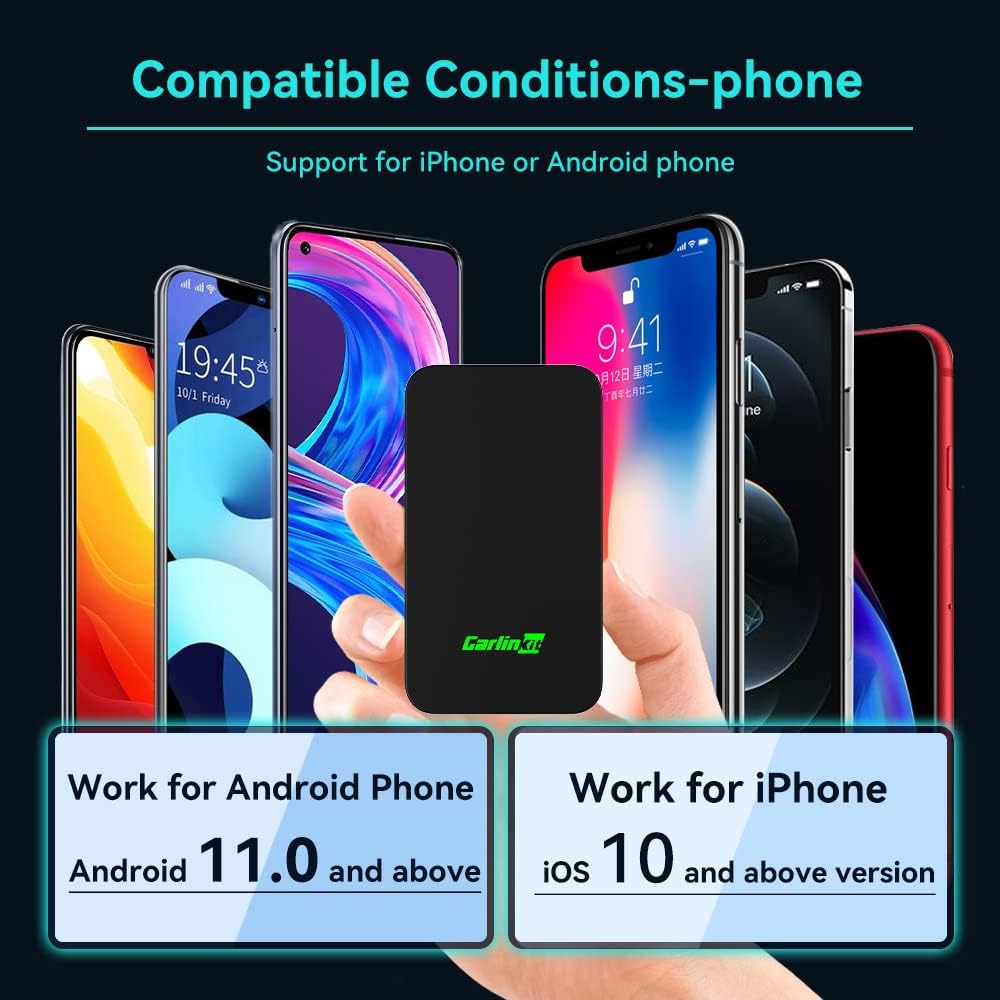 Carlinkit 5.0 2air Wireless CarPlay & Android Auto Adapter (Dual Channel, 5.8GHz Wi-Fi, Plug & Play) - قطعة تحويل الكاربلاي الى لاسلكي