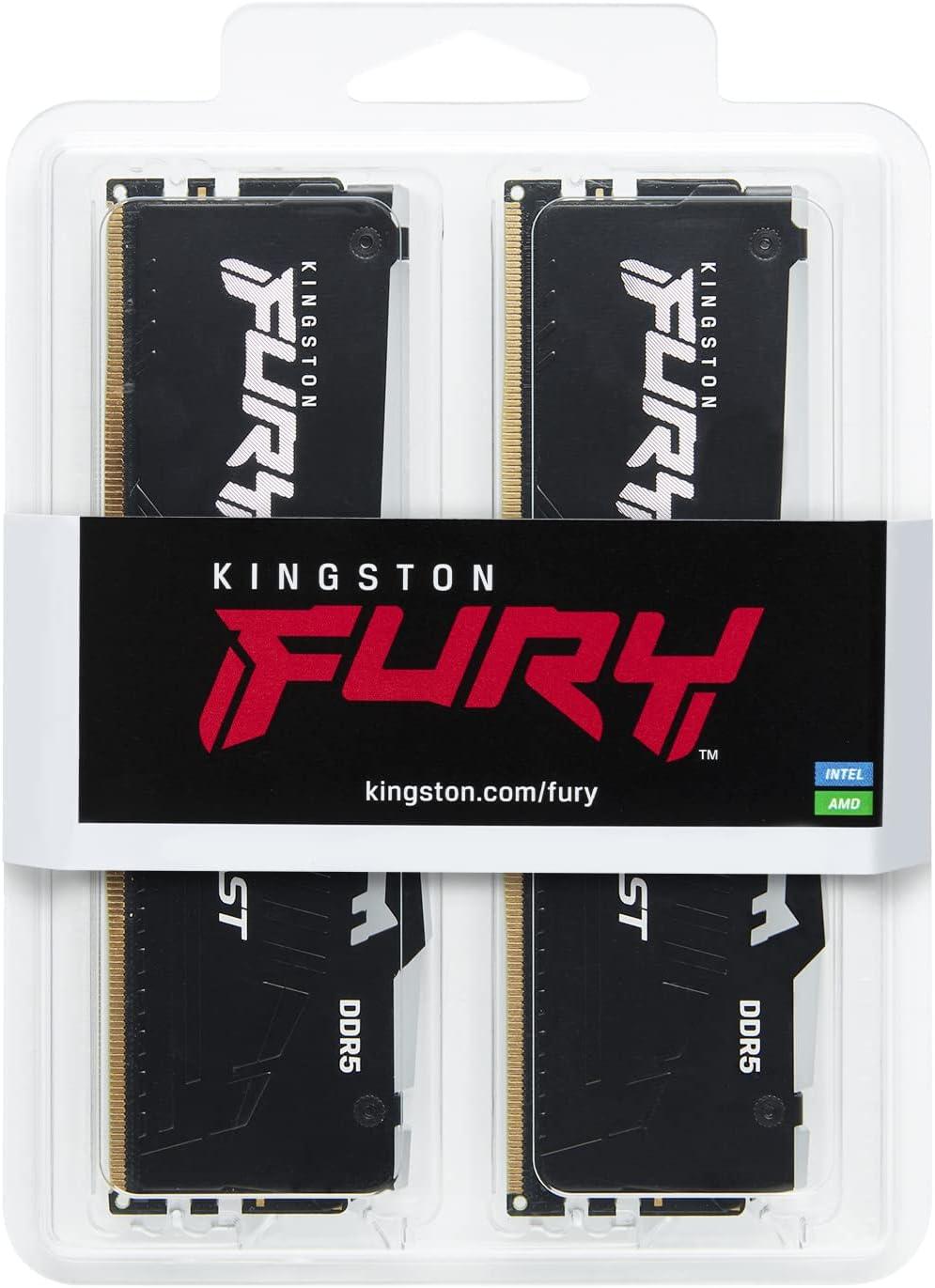 Kingston FURY Beast RGB 64GB 5200MT/s DDR5 CL40 DIMM Desktop Memory (Kit of 2) | Intel XMP 3.0 | Infrared Sync Technology | Overclocking Stability - رامات ار حي بي