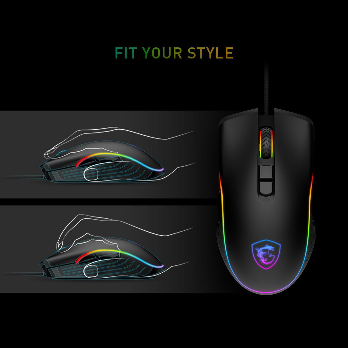 MSI Forge GK300 RGB Gaming Combo – Clicky Mechanical Blue Switches, 7200 DPI Optical Mouse, 9-Mode RGB & Floating Keycaps - ماوس وكيبورد ميكانيكي