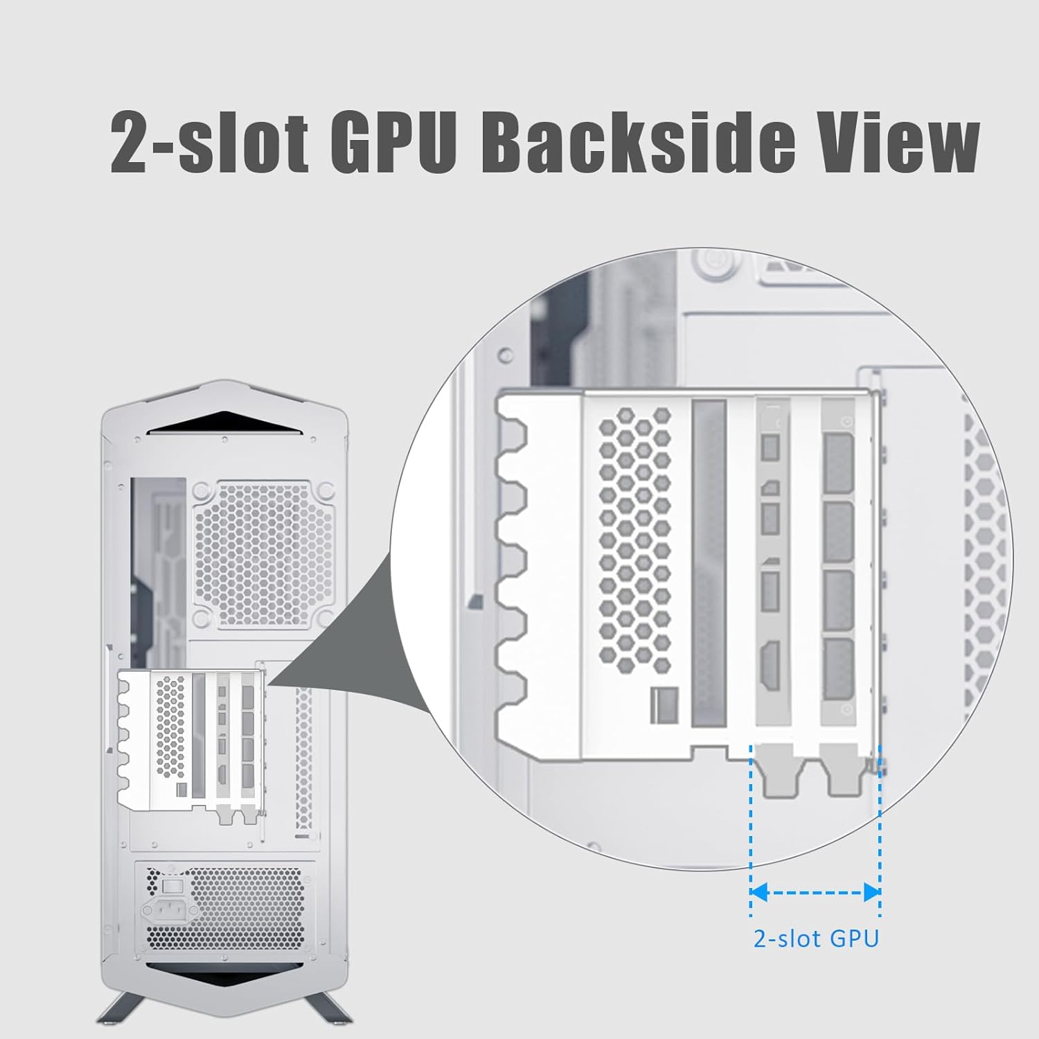 GLOTRENDS Vertical Graphics Card Support Bracket Gen 5 with 180mm PCIe 5.0 Riser Cable for 2-slot GPU Vertical Mount, White - حامل كرت شاشة أبيض