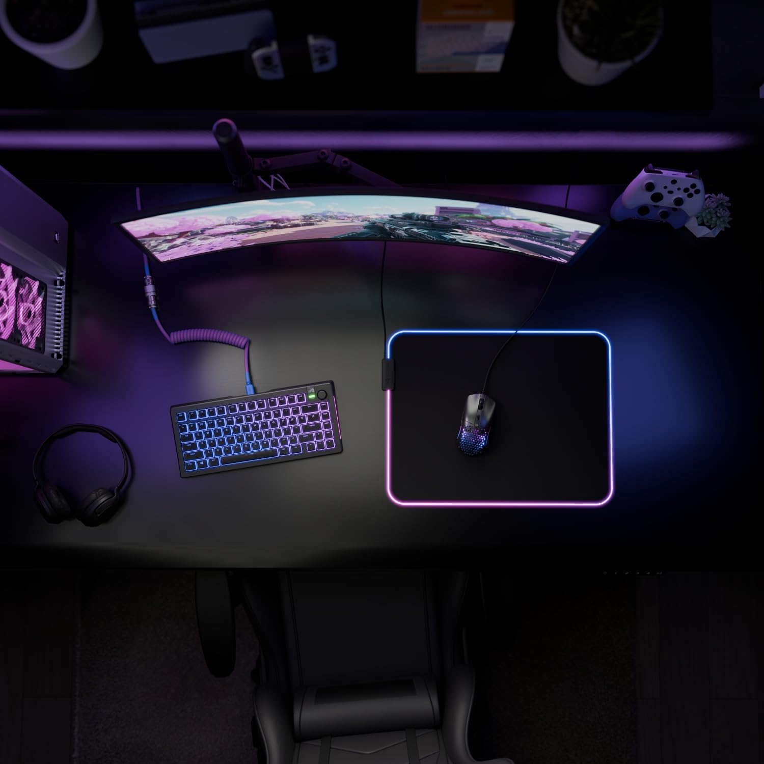 Glorious Mouse Pad GMP 2 GLED - XL 465mm x 355mm x 3mm, RGB - Black - ماوس باد