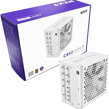 NZXT C850 Gold ATX 3.1 Gold 850W 80+ وحدات PSU منخفضة الضوضاء بالكامل بيضاء - طاقة بيضاء