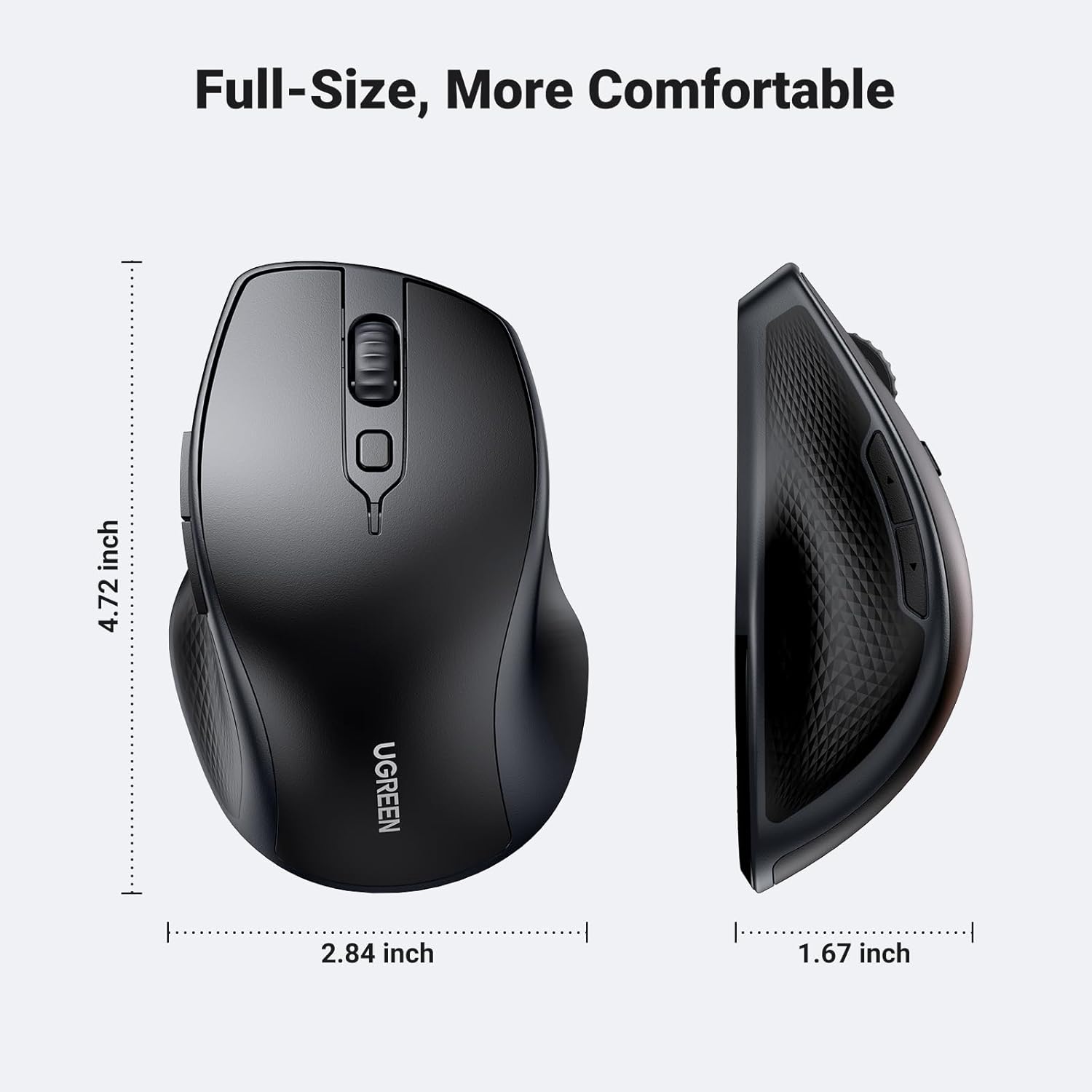 UGREEN Upgraded Ergonomic Warless / Bluetooth 5.0 Mouse Comfortable for Large Sized Hands - ماوس لليد الكبيرة