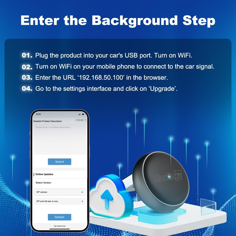 Carlinkit Mini Ultra3 Adapter – Converts Factory Wired CarPlay to Wireless CarPlay & Android Auto (USB-A / Type-C) - قطعة تحويل الكاربلاي الى لاسلكي