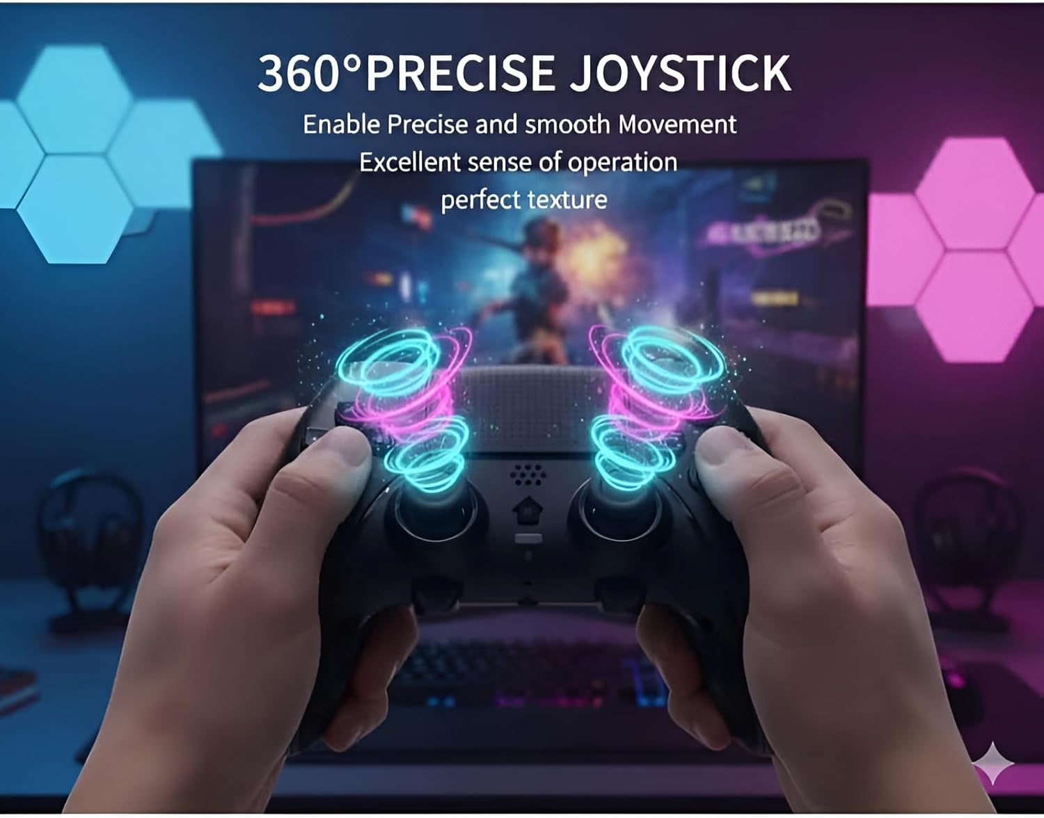 EpicArma PS5 & PC Wireless Controller Gamepad, 6-Axis Gyro, Custom Rear Triggers, Black